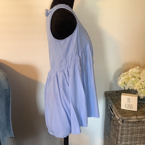 ENTRO Blue Sleeveless Tie Neck Tunic Top S - Picture 3 of 7